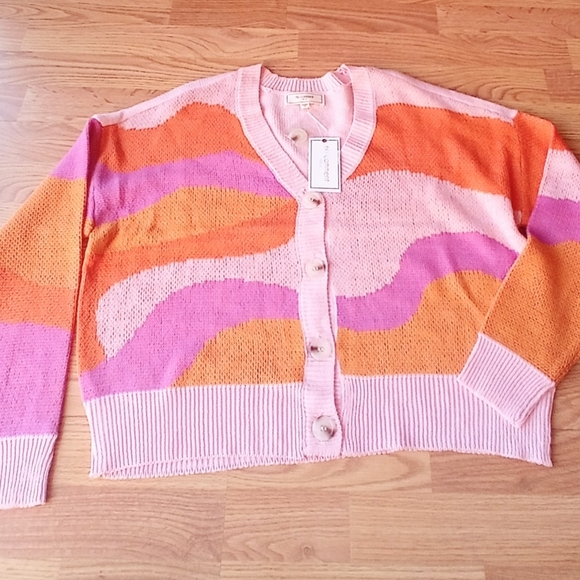 NFS ladies cardigan sweater, pinks, oranges sz M, Lg - Picture 1 of 7